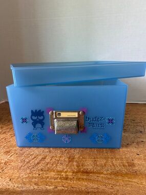 Sanrio 1999 Vintage Badtz-Maru Blue Plastic Storage Box with Lid